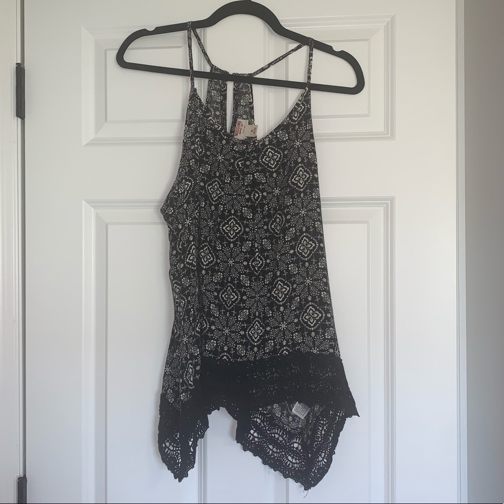 Black & White Lace Bottom Tank